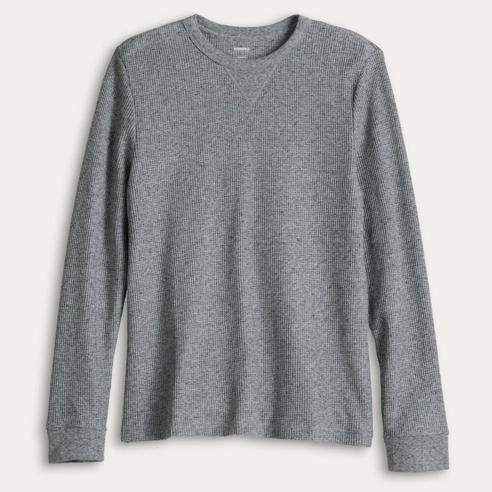 Sonoma Goods For Life Thermal Tee Size XL Gray The Essential Waffle Men's NWOT